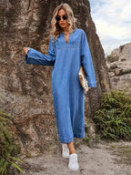 Damska Sukienka Maxi z Długim Rękawem