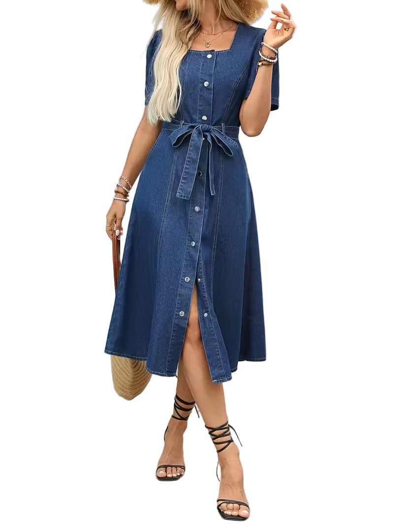 Damska Sukienka Midi z Paskiem