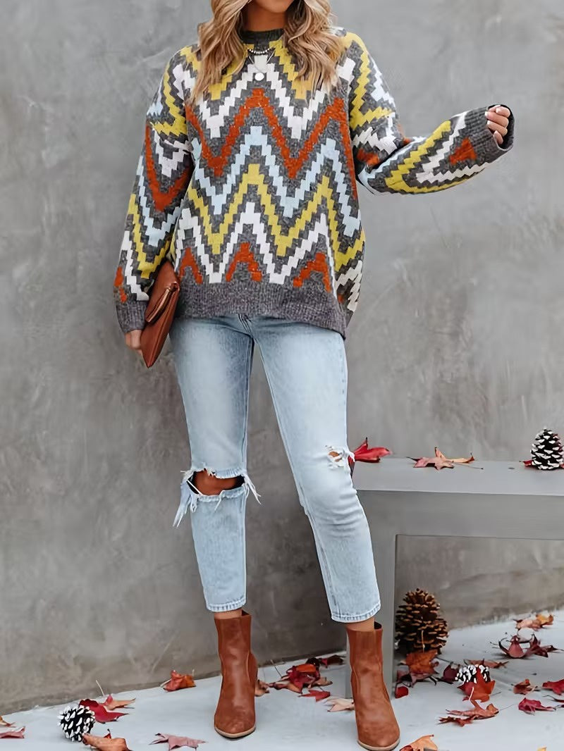 Damski Sweter z Geometrycznym Wzorem