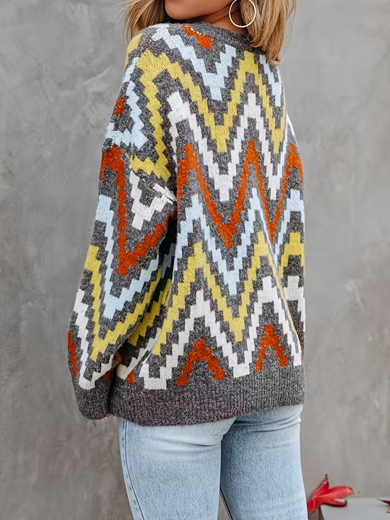 Damski Sweter z Geometrycznym Wzorem