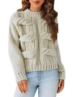 Damski Sweter z Okrągłym Dekoltem i Fakturą