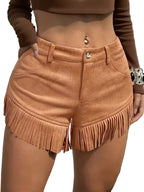 Damskie Szorty z Wysokim Stanem i Frędzlami