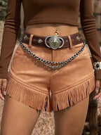 Damskie Szorty z Wysokim Stanem i Frędzlami