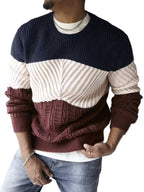 Męski Sweter z Okrągłym Dekoltem i Trzema Panelami