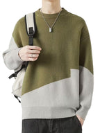 Męski Sweter z Okrągłym Dekoltem w Dwóch Odcieniach