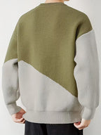 Męski Sweter z Okrągłym Dekoltem w Dwóch Odcieniach