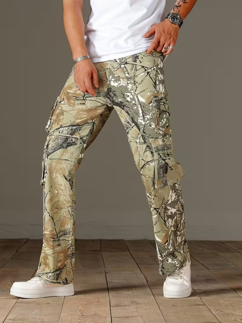 Męskie Spodnie Cargo z Prostą Nogawką