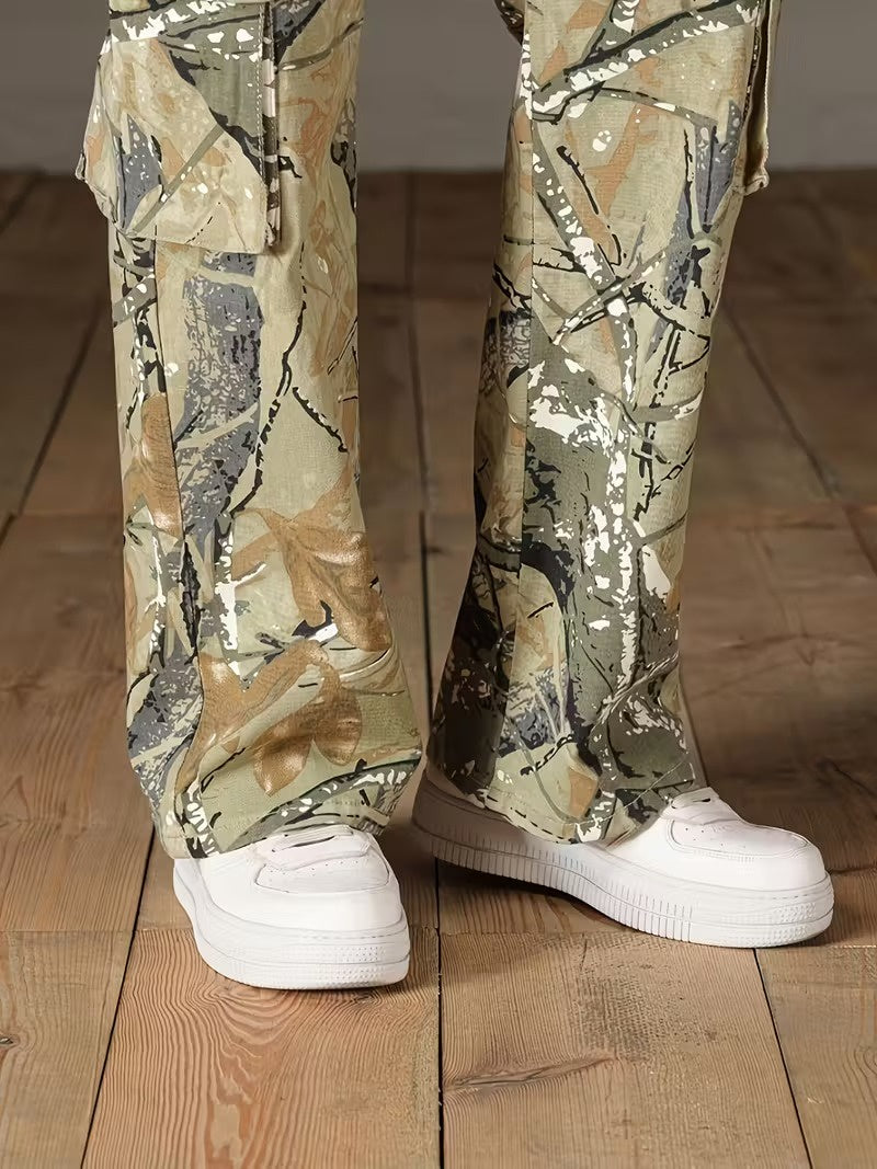 Męskie Spodnie Cargo z Prostą Nogawką