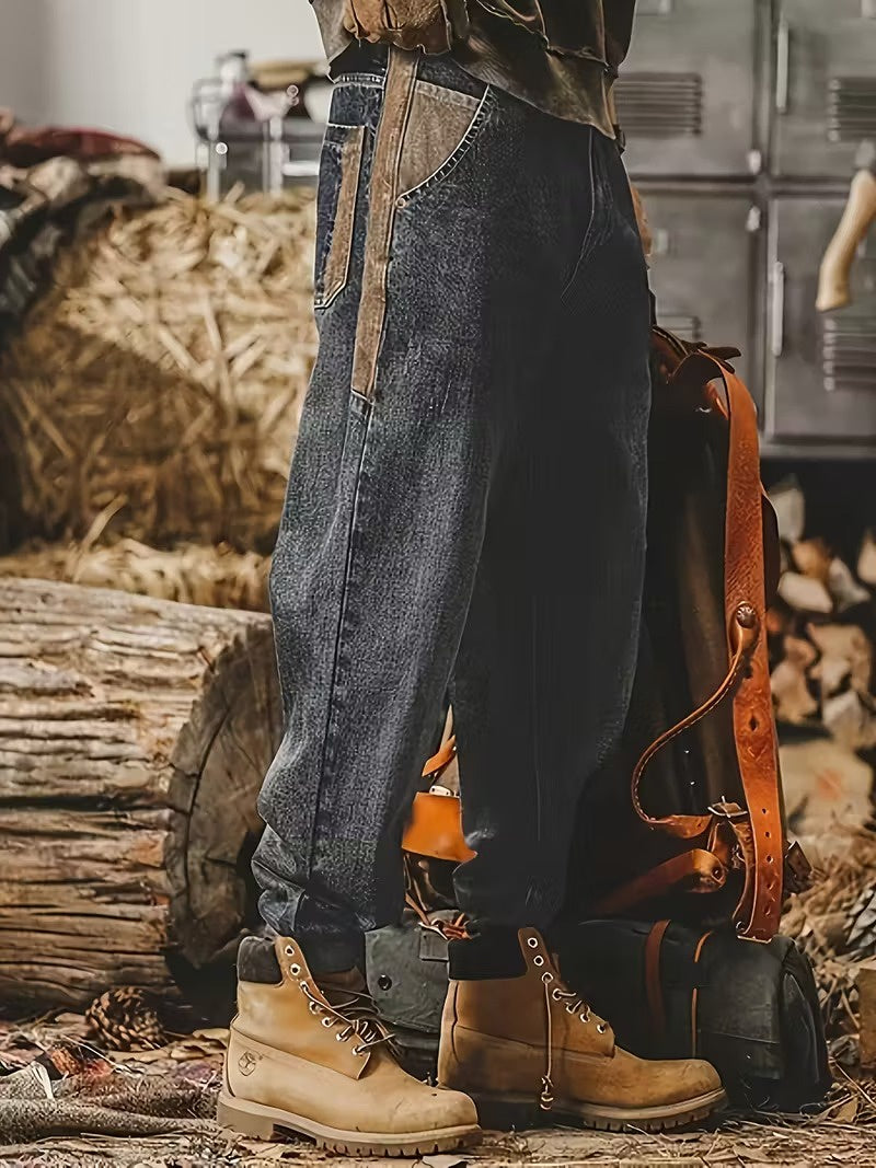 Męskie Spodnie z Prostą Nogawką i Lampasami