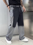 Męskie Spodnie z Szeroką Nogawką w Dwóch Odcieniach