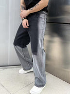 Męskie Spodnie z Szeroką Nogawką w Dwóch Odcieniach