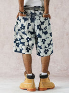 Męskie Szorty w Szerokim Kroju z Wzorem Kwiatowym
